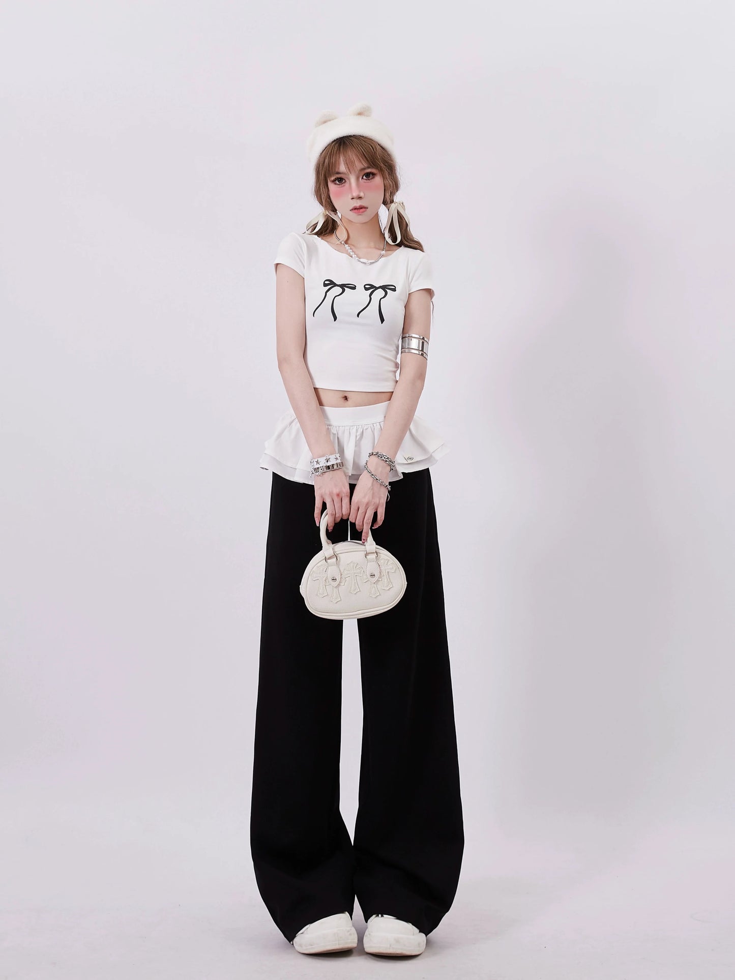 Oberteile Slim Double Ribbon Short