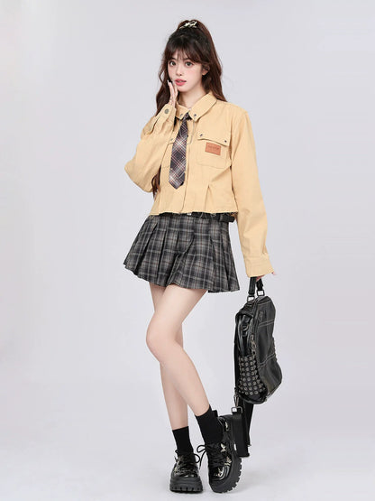 スタイルトップ レトロチェック ショート カレッジ