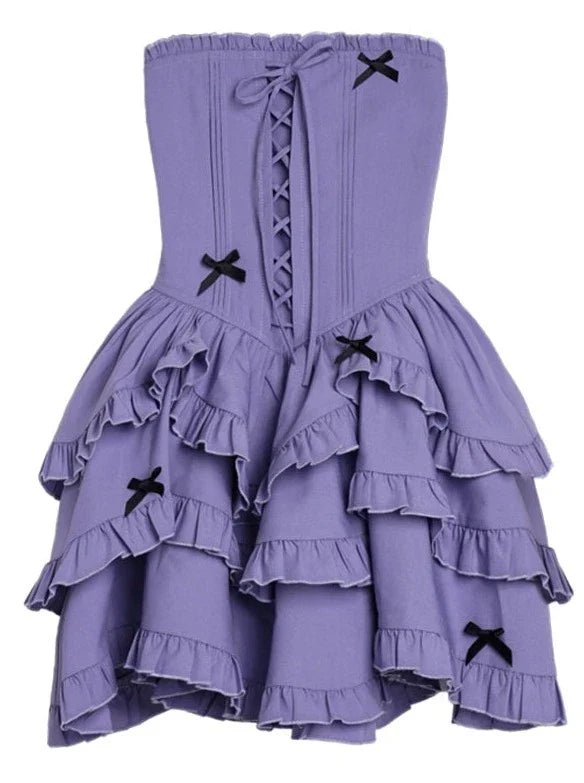 Tiered Top Lace-Up Cake Dress Tube