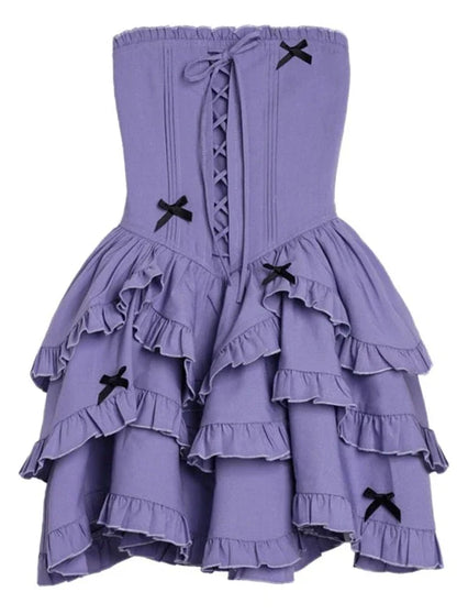 Tiered Top Lace-Up Cake Dress Tube