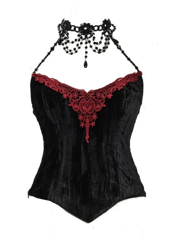 ダッチェススーツ サスペンダー ロング ゴシックテール ベルト付き ベルベットドレス チュール