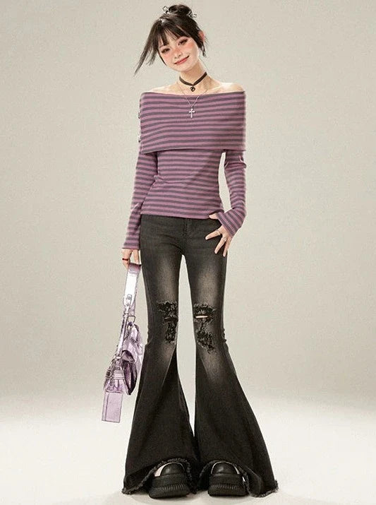 ダメージデニムフレア