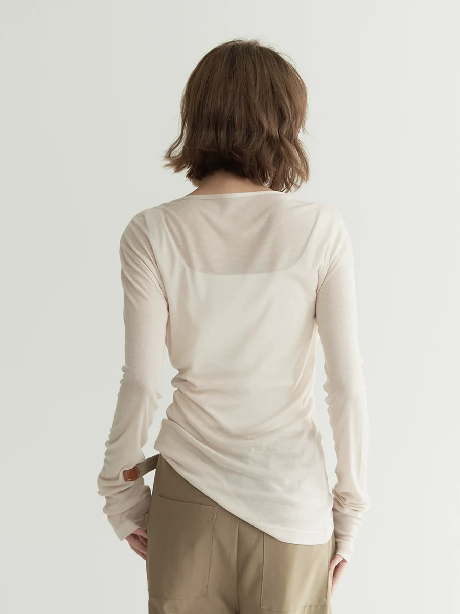 Open Neck Top Slim Sheer