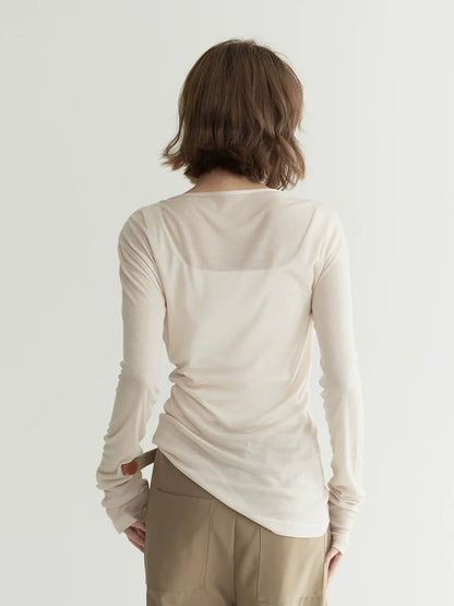 Open Neck Top Slim Sheer