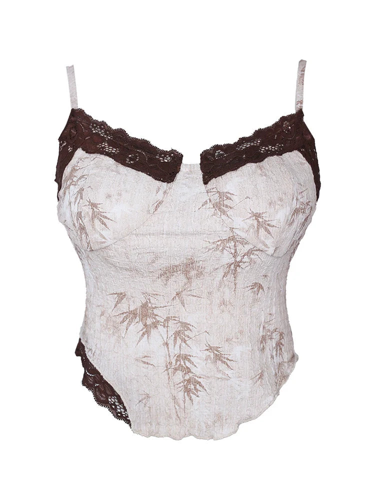 コーヒー＋ベージュ＋サスペンダー ピンクのトップス ムーランショーツ バタフライカーディガン ブロークン