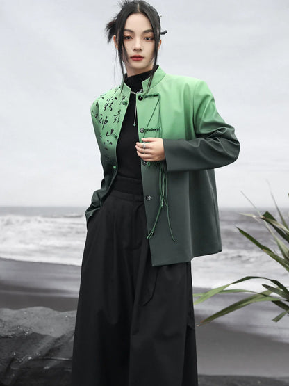 ダークチャイナグラデーションジャケットグリーン