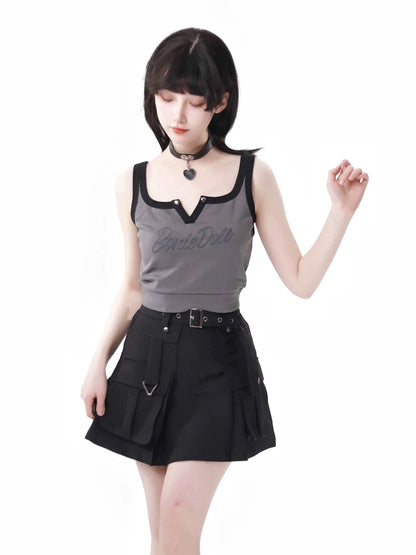 キャミソール＋キーネックスカート カラーアメリカンガールカーゴスリー