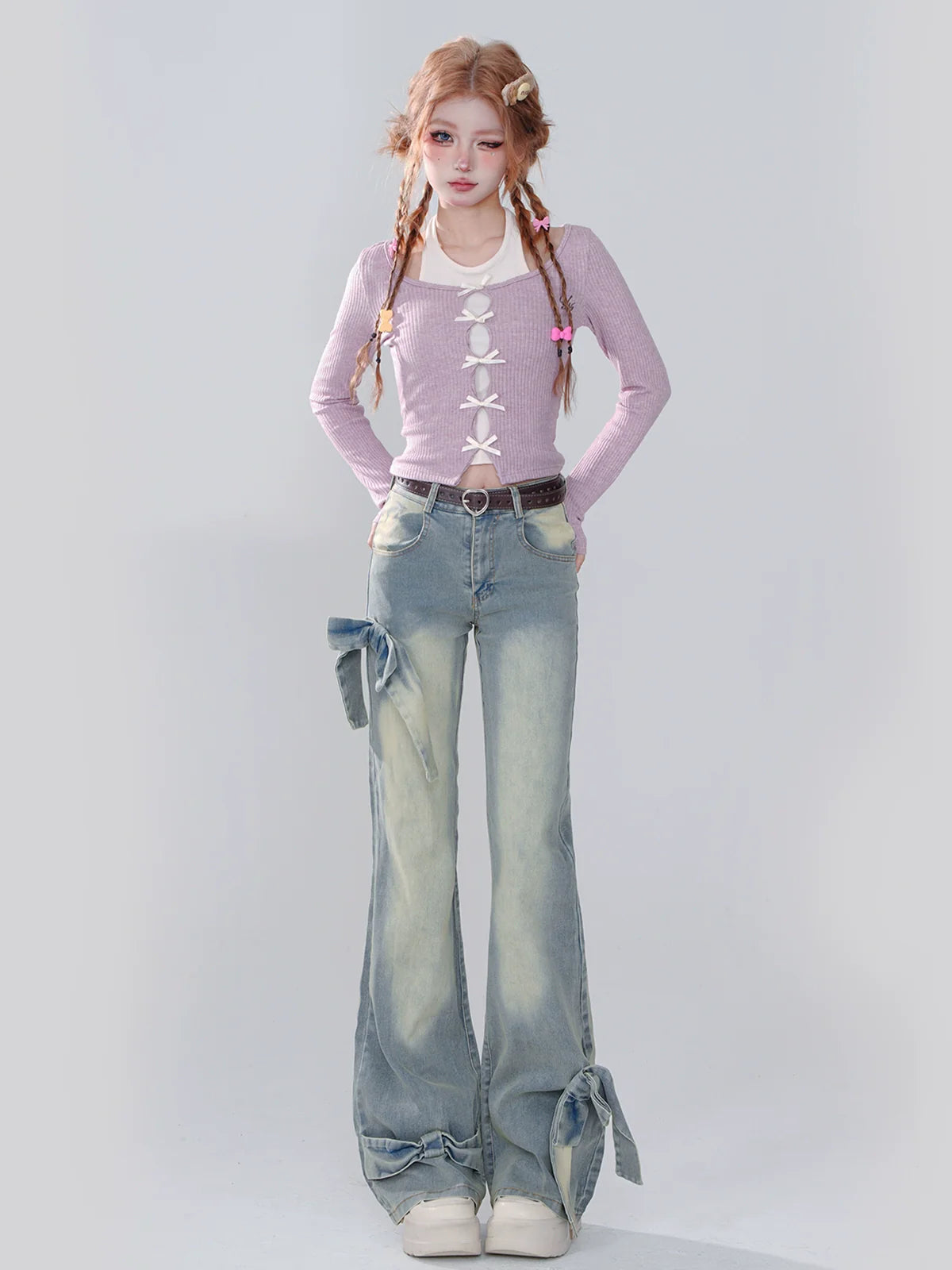 Ribbon Light Slim Design Denim Blue