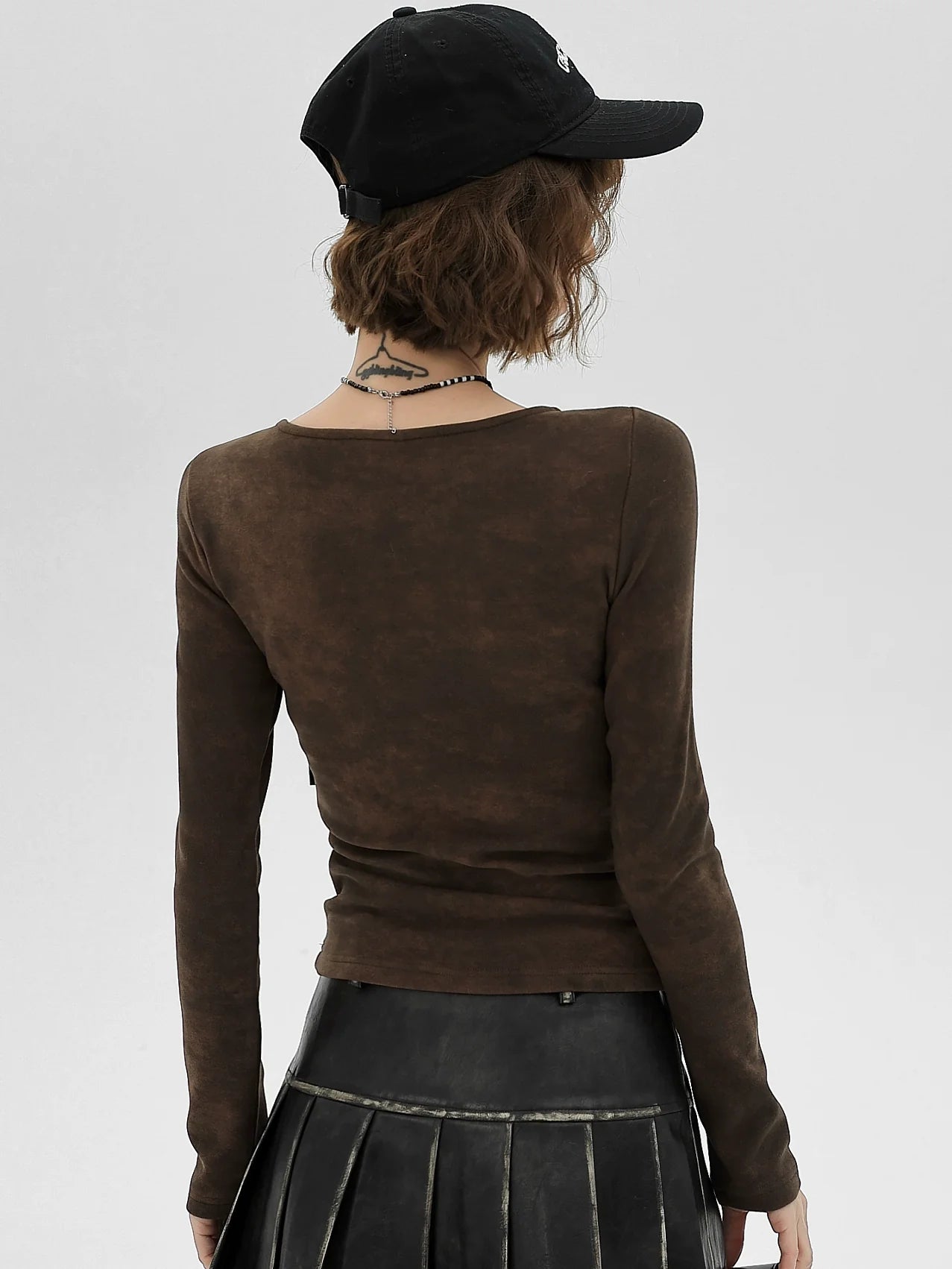 ニットスリムチャイナレトロトップタッセル