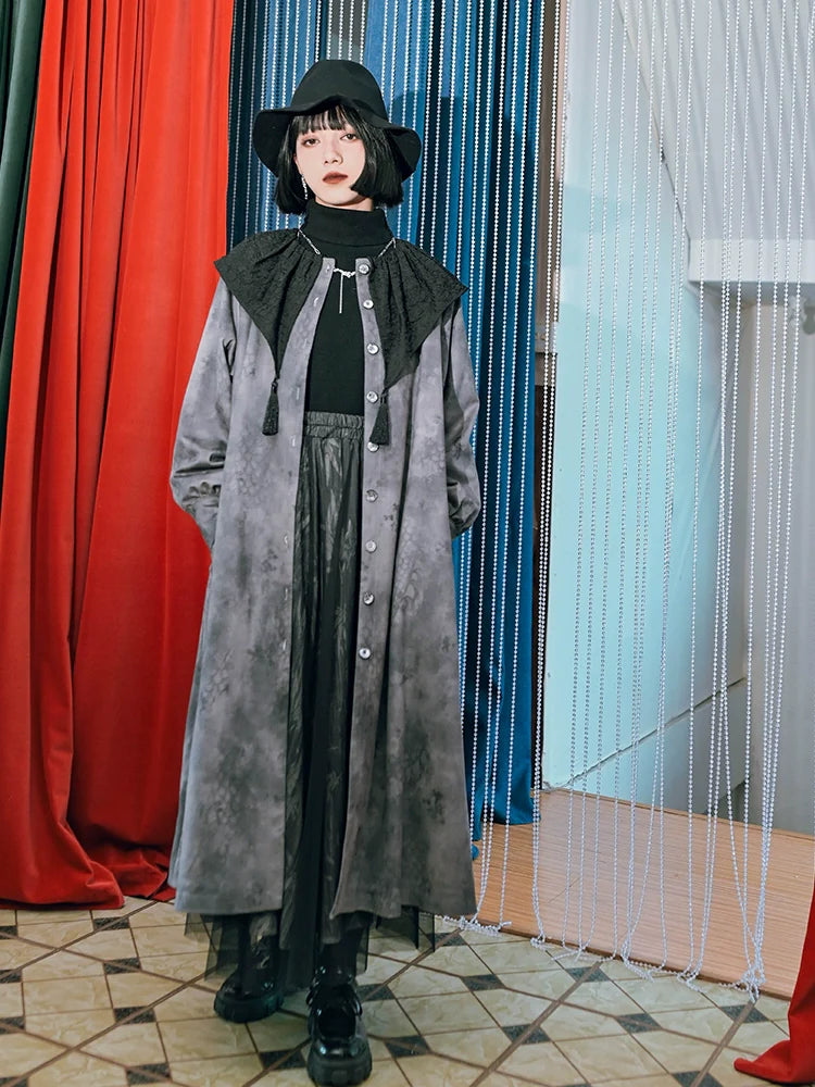 ジャケット チャイナ レトロ シャツ スエード ロング フリル