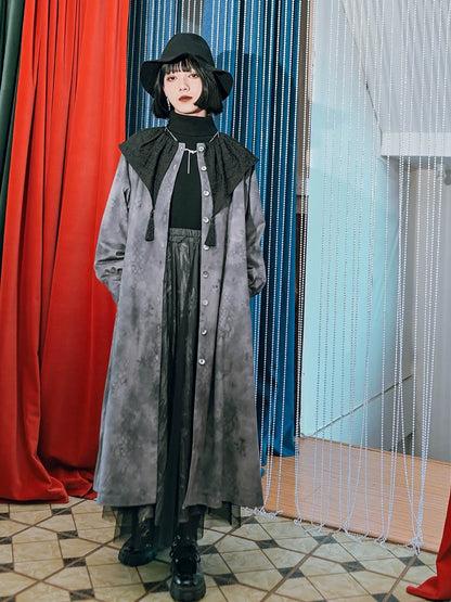 ジャケット チャイナ レトロ シャツ スエード ロング フリル