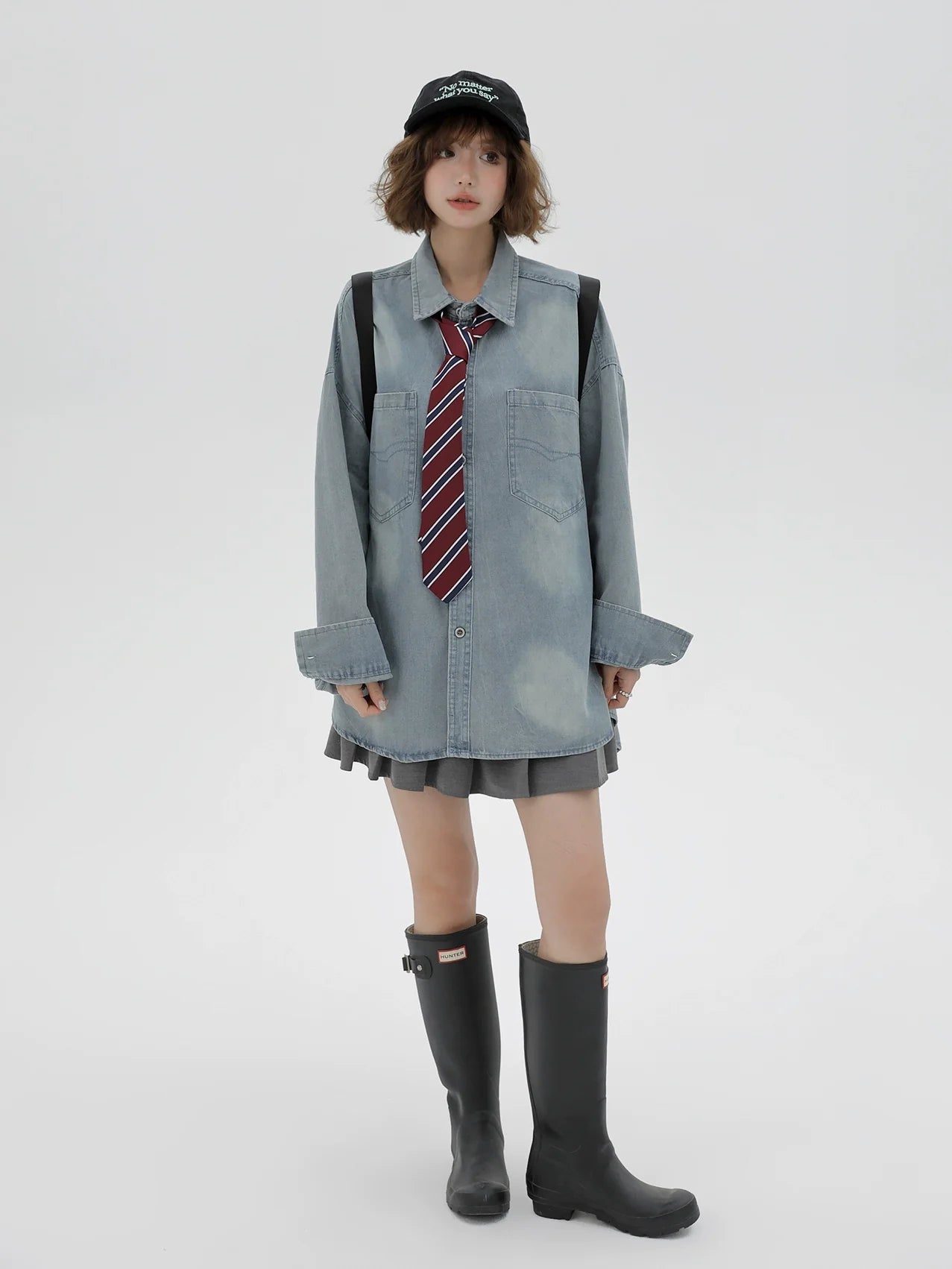 ルーズタイデニムレトロジャケット+シャツアメリカン