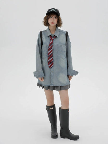 ルーズタイデニムレトロジャケット+シャツアメリカン