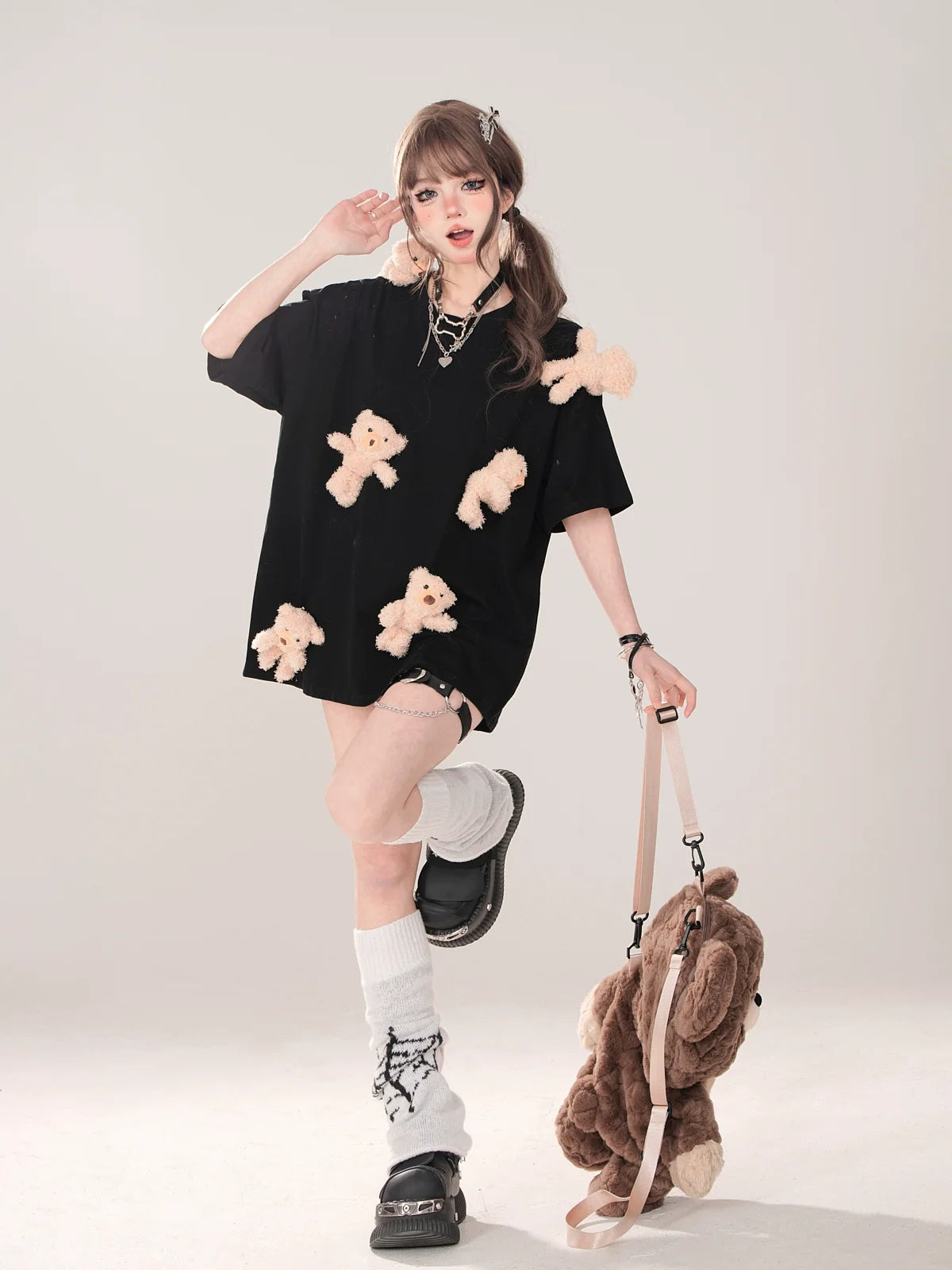 ニッチベアのゆったりキュートTシャツ