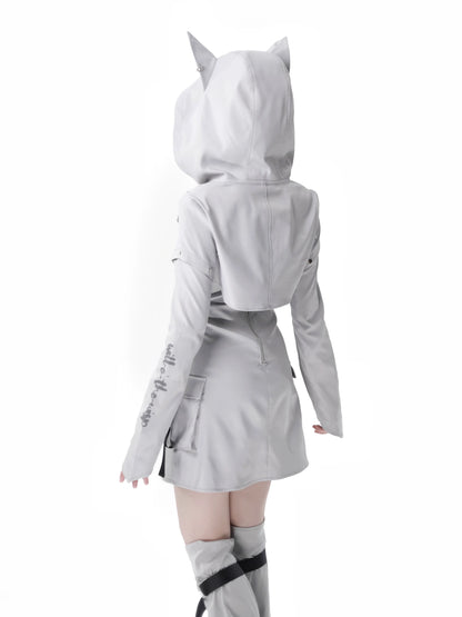 スーツ迷彩柄 取り外し可能デザイン パーカー オリジナルスリーブ ウルフ