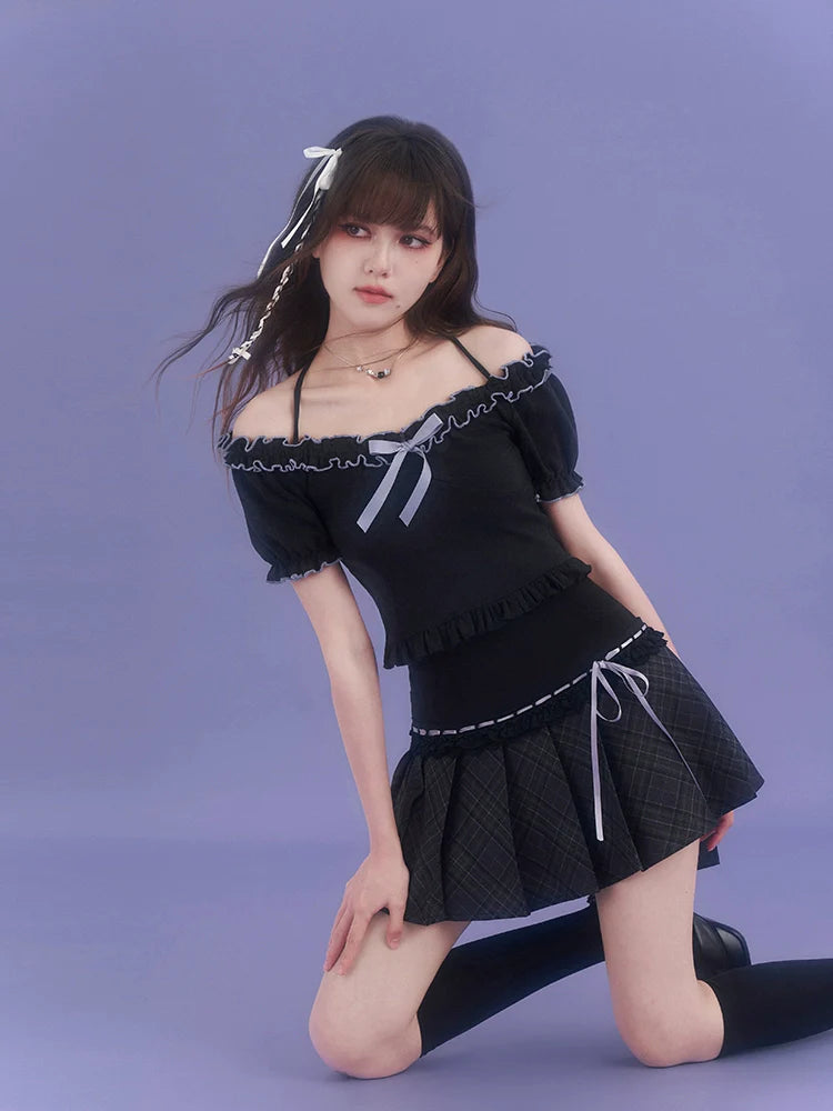 Little Ribbon Top Lila Rüschen