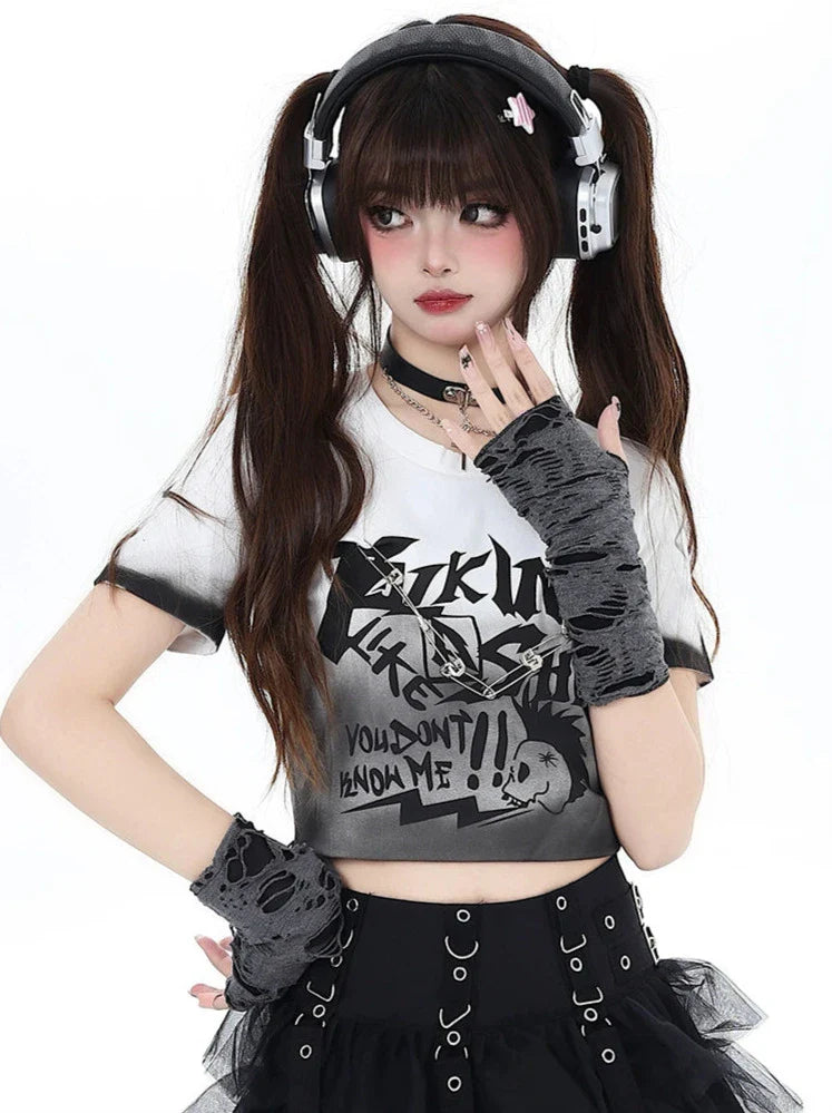 Gradient Short Slim T-Shirt Dark Subculture