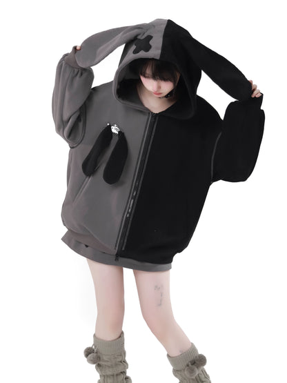 Parker-Hosenrock mit kontrastierendem Reißverschluss und Hasenohren