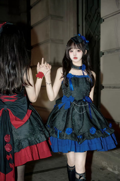 Suspender Gothic Dress Dark Romantic Rose