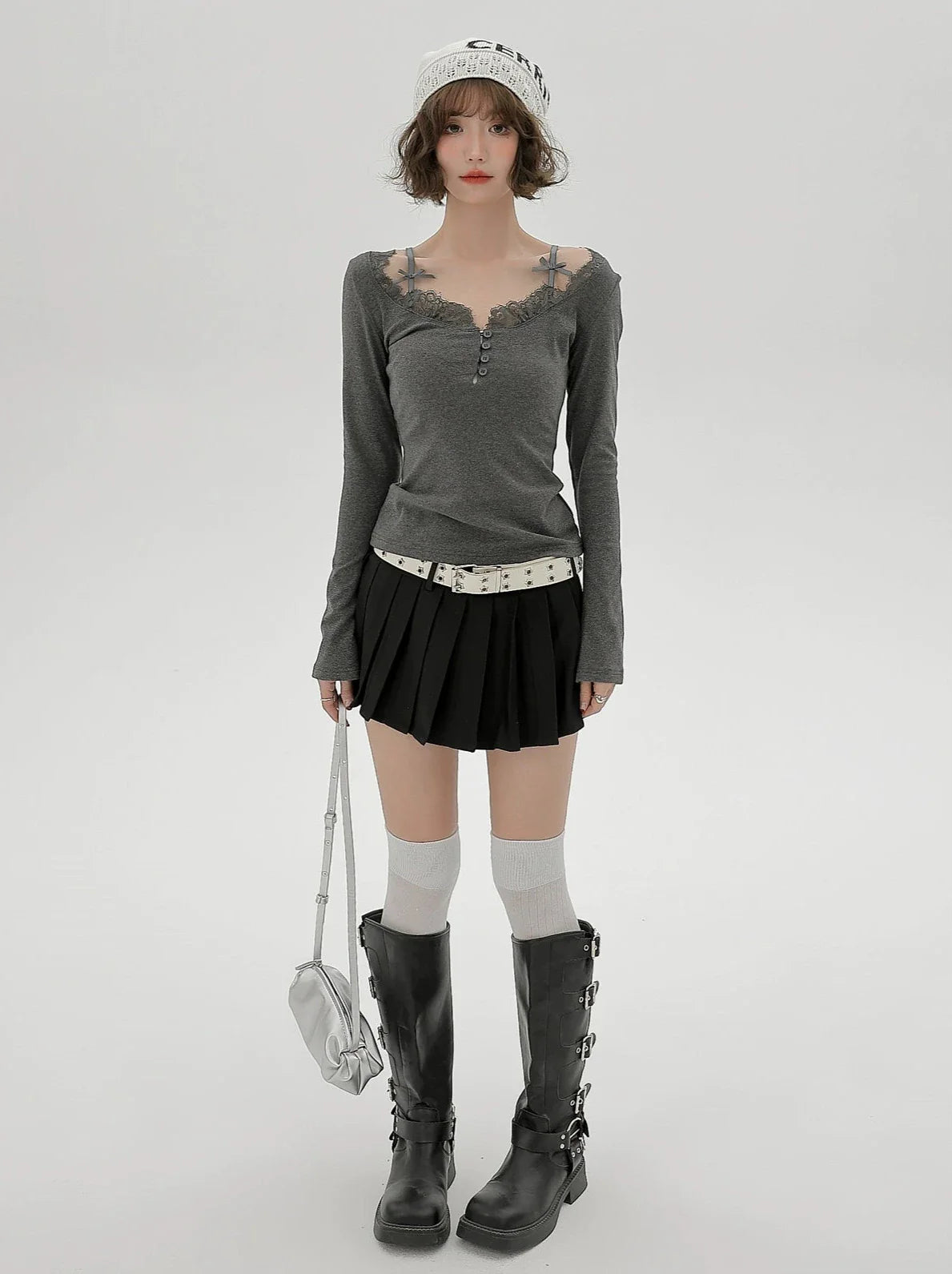 Ribbon Dzire Suspender Pure Lace Top Slim