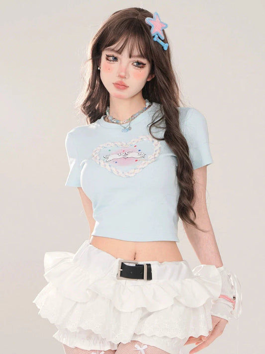 Tシャツ アメリカンネック ラブ ショート ラウンド キャット