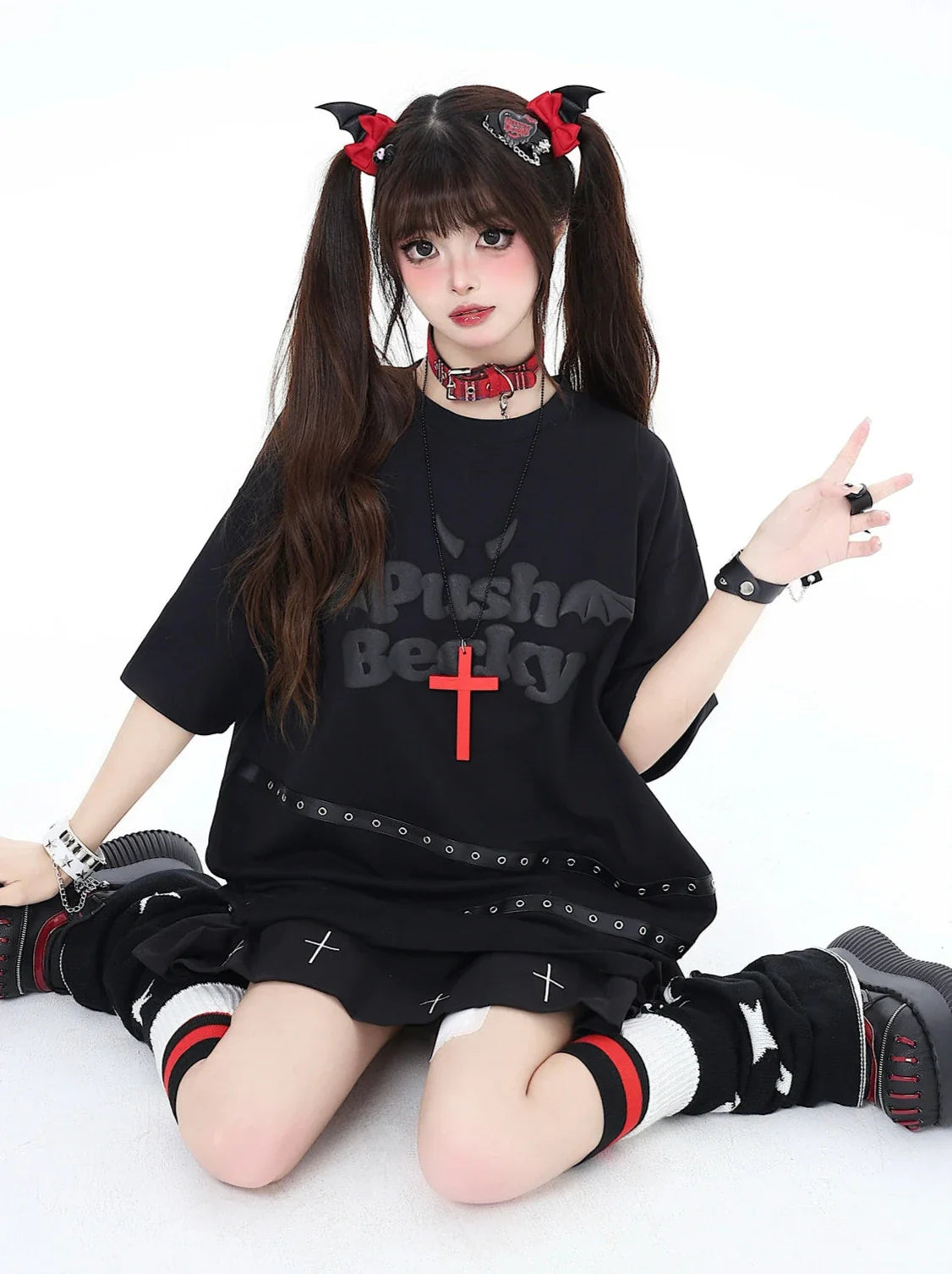 ウィングダーク3DルーズTシャツサブカルチャー