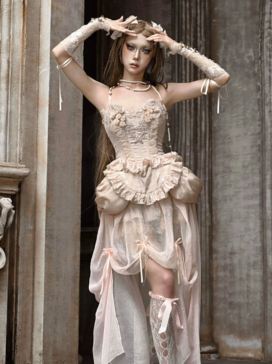 Set-Kollektion Europäisches Ballettkorsett Klassisches Fischgrätenkleid