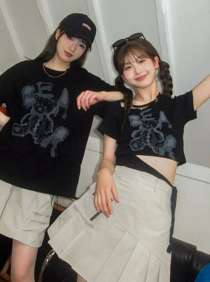 Midnight Strap Short Slim Black T-Shirt Bear