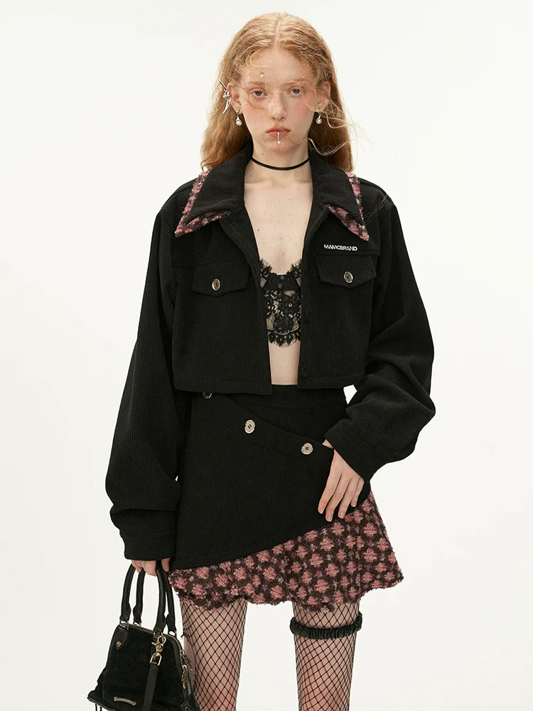 アシンメトリーフラワーショートパンツ＋カラースカートフラワージャケット