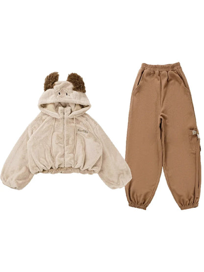 Hoody Fake Far Court + Samt-Freizeithose