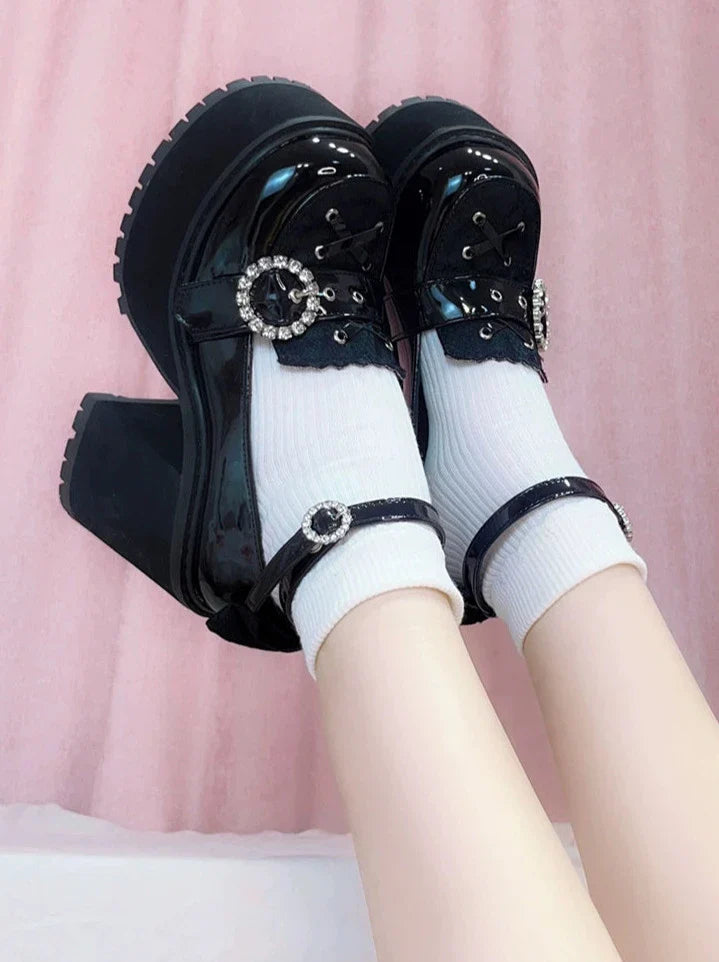 Punk Round Toe Strap Platform Shoes
