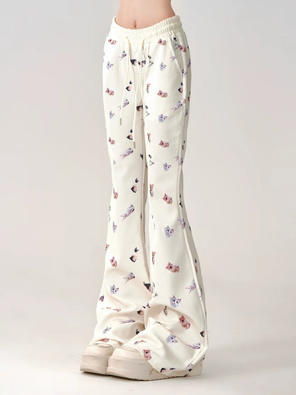 Pants Casual Cat Slim Print