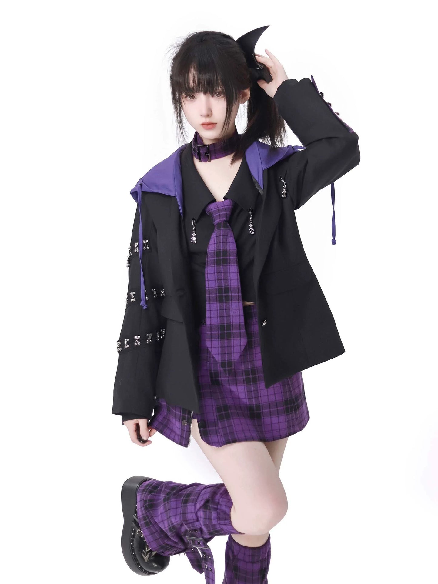 Jacke Foodie College Kariertes Hemd + Anzug-Stil