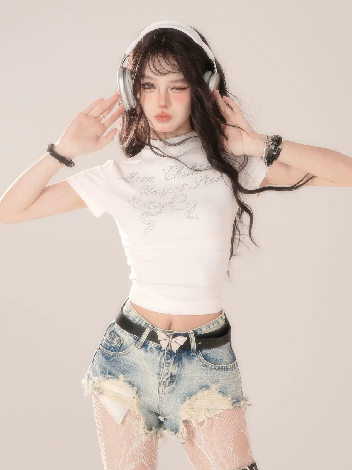 ショートデニムダメージ