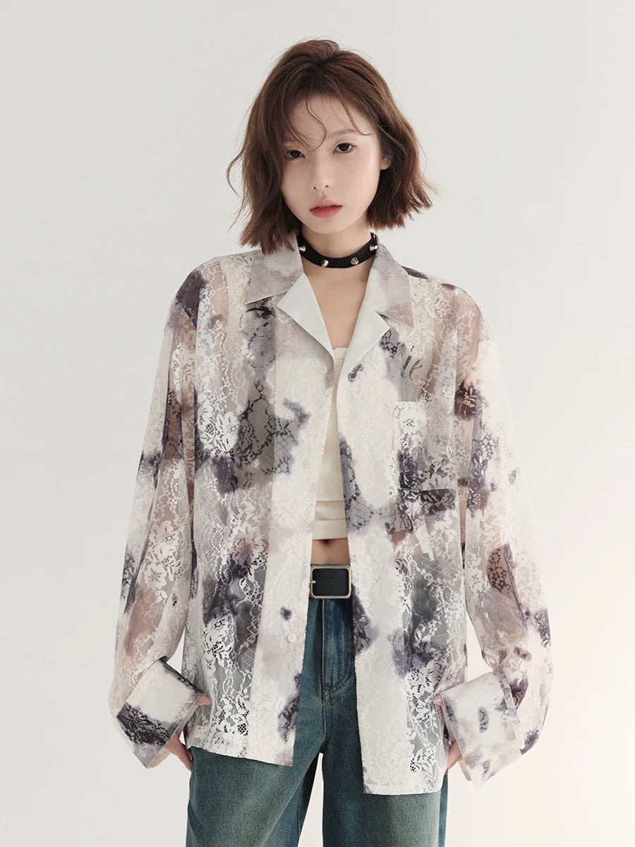 Shirt Sheer Tie-dye Dark