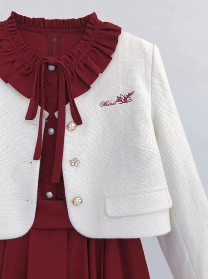 Elegant White Short Waist Retro + Jacket Design Logo