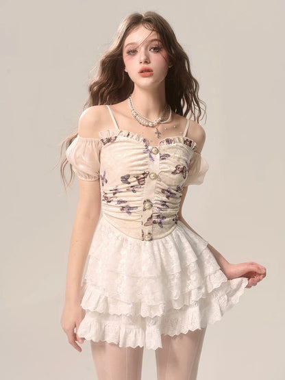 スタイルスカート バレエ レース ケーキ ホワイト