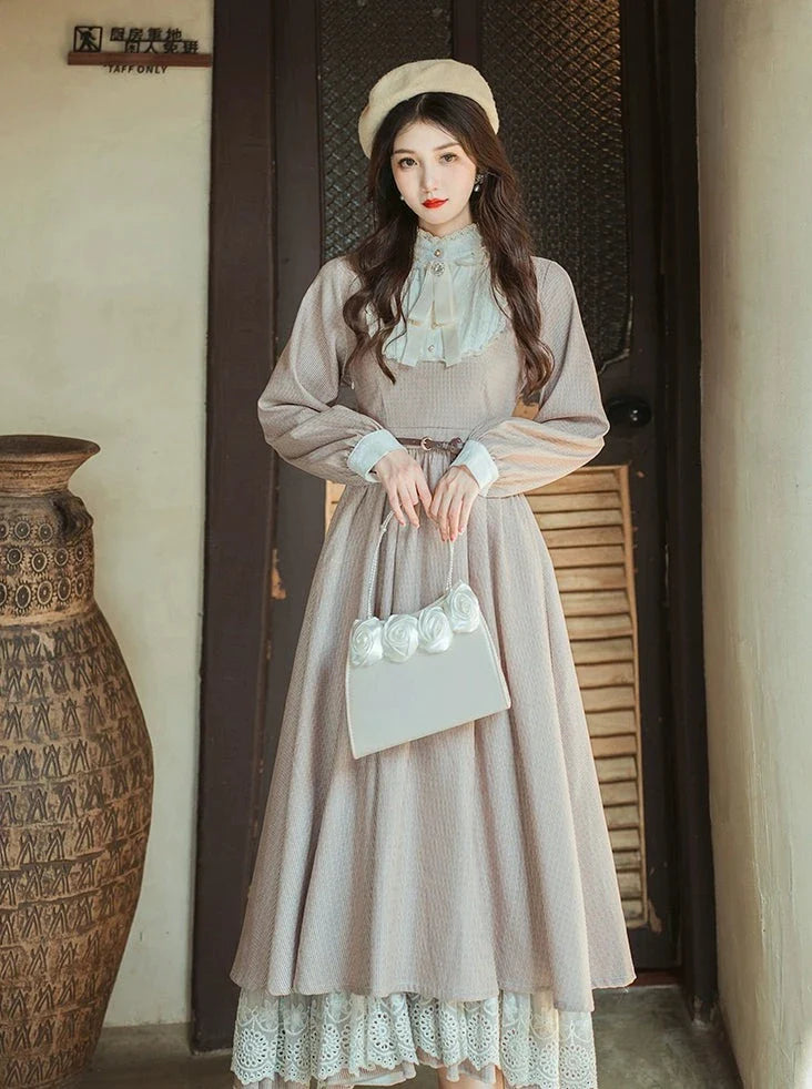 レトロ ロング ガーリー ドレス