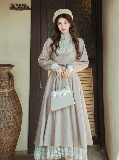 レトロ ロング ガーリー ドレス