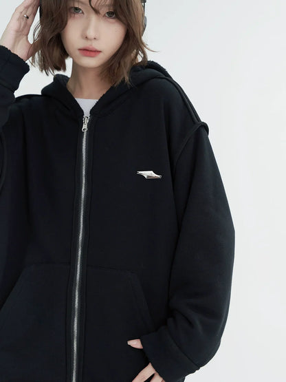 Loose Zip-Up Hoodie One Hood Point Design