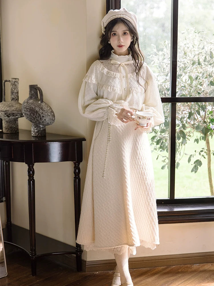 Skirt Flared Sweet + Retro Shirt Lace Girly