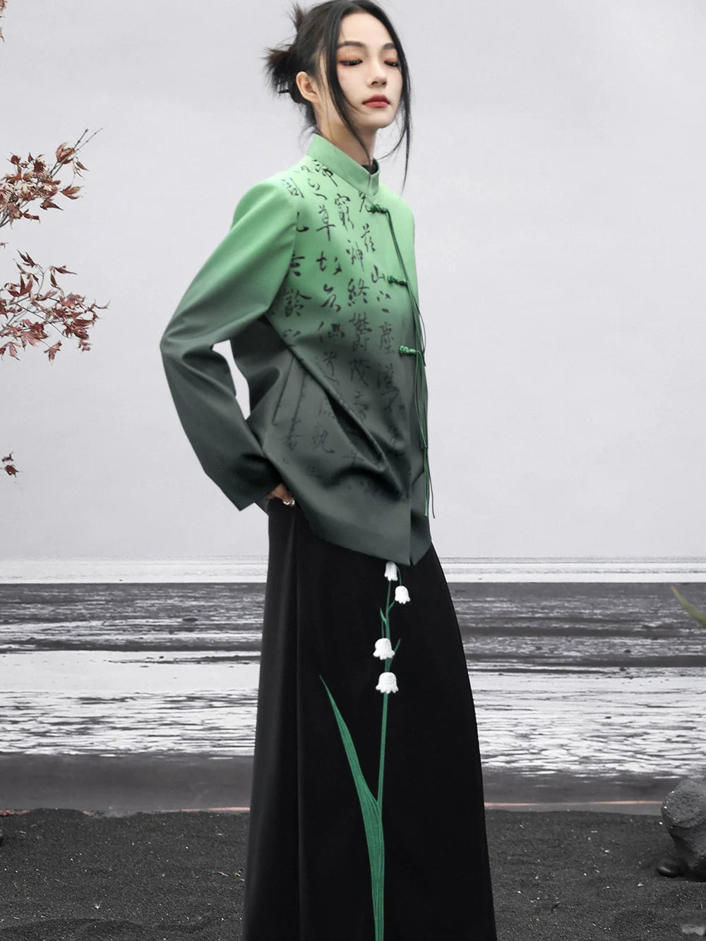 ダークチャイナグラデーションジャケットグリーン