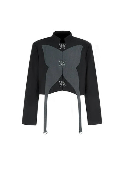 Zweifarbiges silbernes Top mit kurzem Design und Schmetterling