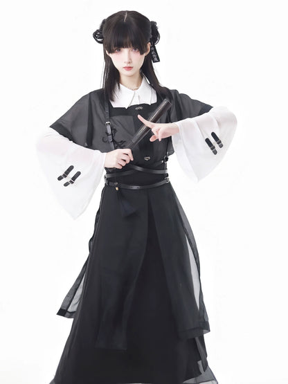 スリムな黒のチャイナスーツ、新しいホワイトデザインのウエスト