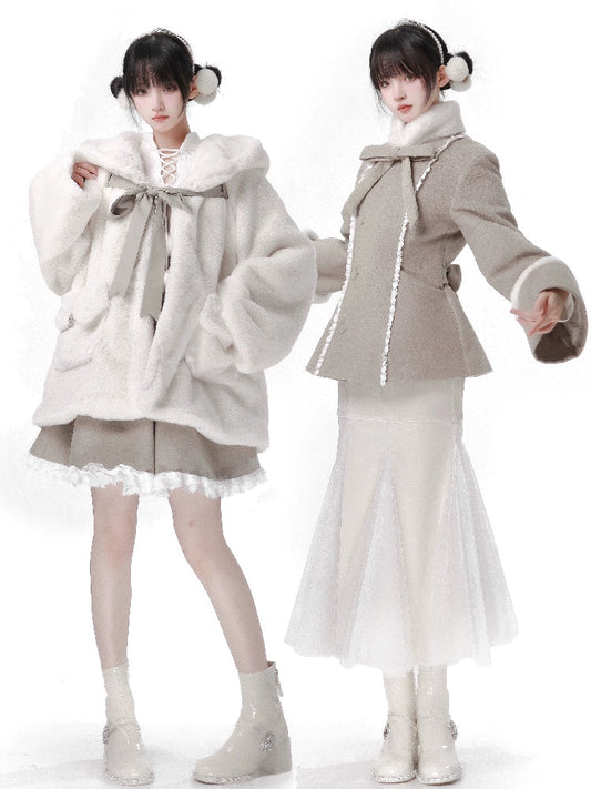 Munapoem Eco Far Coat Fischschwanzloser Riemen Rennjacke Wollanzug