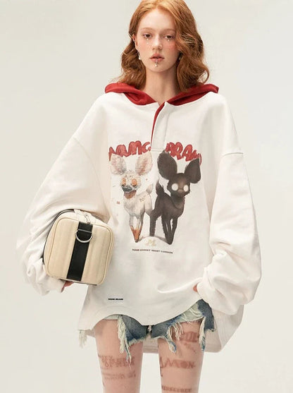 Lose Hoodie Tier Kapuzen Illustration