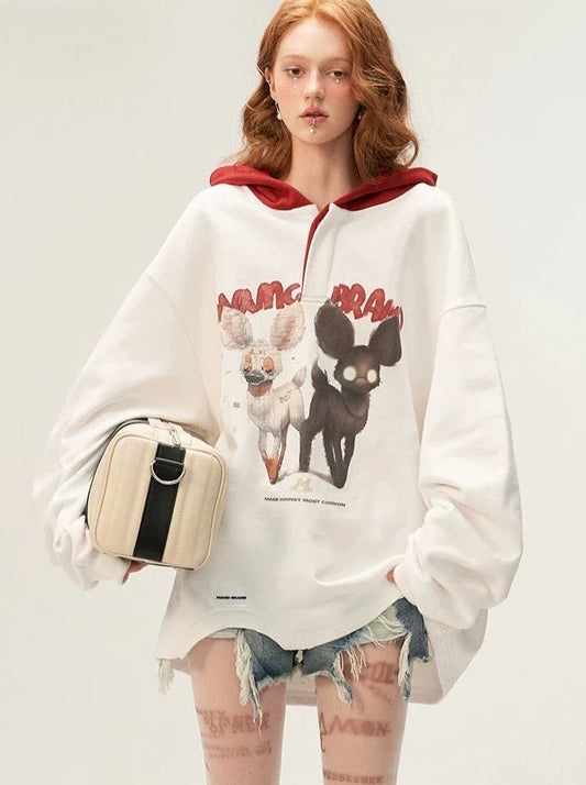 Lose Hoodie Tier Kapuzen Illustration