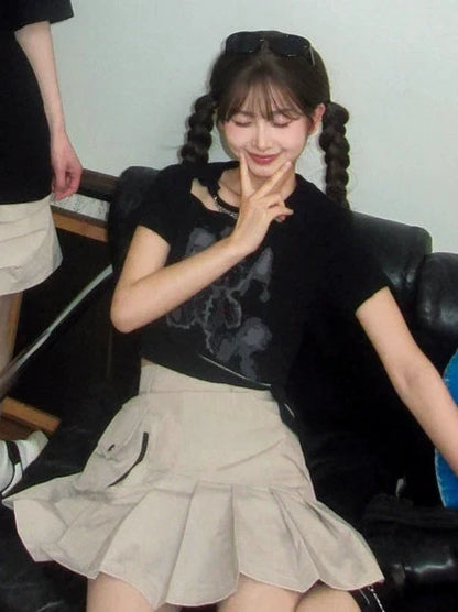 Midnight Strap Short Slim Black T-Shirt Bear