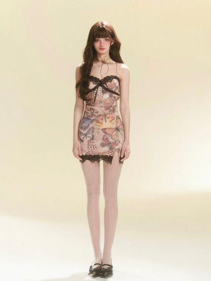 スリット入りシアーバタフライドレス ショート