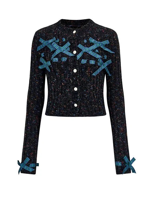 Ribbon Ribbed Knit Top + Ribbon Knit Hat + Knit Flowers